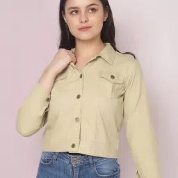 BUYNEWTREND Beige Regular Fit Jacket image 1