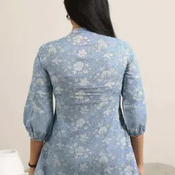 Libas Blue Regular Fit Floral Print Kurti image 2