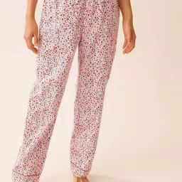 La Vie En Rose Red Floral Print Flannel Pyjama Set image 3