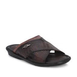 Hitz Men's Brown Cross Strap Sandals image 2