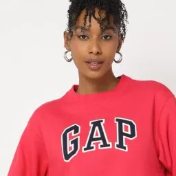 GAP Dark Pink Regular Fit Embroidered Sweatshirt image 5