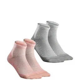Quechua by Decathlon Pink & Grey Blend Textured Socks Pack of 2 ( UK 5.5-8 EU39-42 ) image 1