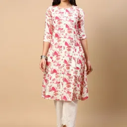 showoffff SHOWOFF White & Pink Printed Kurta image 2