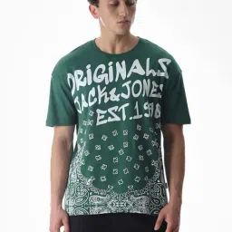 Jack & Jones Green Cotton Oversized Printed T-Shirt-picture-32