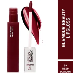 Half N Half Glamour Beauty Matte Perfect Velvet Stay Lip Gloss 09 Deep Maroon - 5 ml image 1