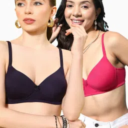 Leading Lady Navy & Pink Full Coverage T-Shirt Bra - Pack of 2 image 1