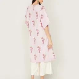 Melange by Lifestyle Pink Cotton Printed A Line Kurta image 2