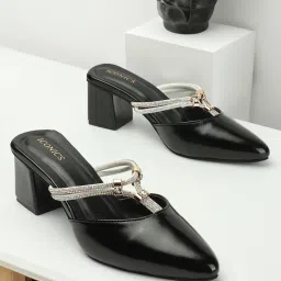 Iconics Women's Black Mule Shoes image 1