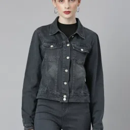 showoffff SHOWOFF Grey Regular Fit Denim Jacket image 1
