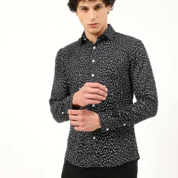 Lindbergh Black Slim Fit Printed Shirt image 1