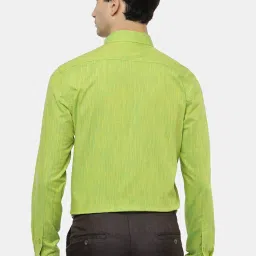 Ramraj Bright Green Cotton Slim Fit Self Pattern Shirt image 2
