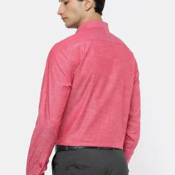 Ramraj Mid Red Cotton Slim Fit Self Pattern Shirt image 2