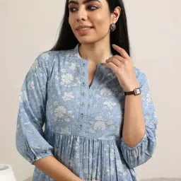 Libas Blue Regular Fit Floral Print Kurti image 4