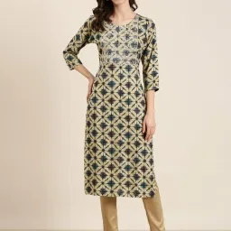 showoffff SHOWOFF Beige Cotton Printed Kurta image 2