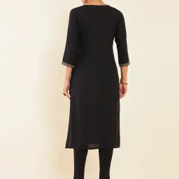Soch Black Embroidered Straight Kurta image 2