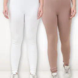 Gracit White & Beige Solid Tights (Pack of 2) image 1