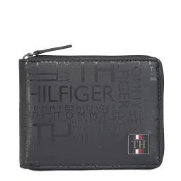 Tommy Hilfiger Clyman Black Leather Textured Rfid Zip Around Wallet image 1