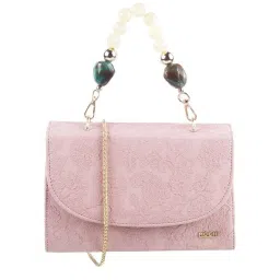 Mochi Pink Synthetic Textured Satchel Handbag image 1