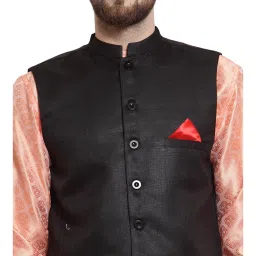 NEUDIS Black Mandarin Collar Nehru Jacket image 4