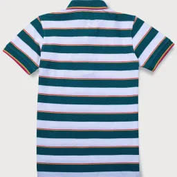 Gini & Jony Boys Green & White Striped Polo T-Shirt image 2