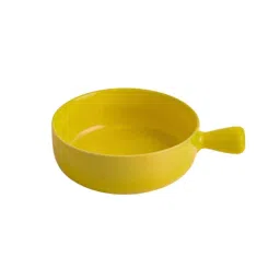 Nestasia Yellow Microwave Safe Round Ceramic Bowl with Handle For Serving Snacks, 600ml image 2