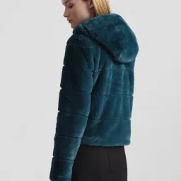 Only Teal Regular fit Hooded Jacket image 2