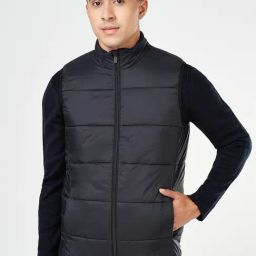 Byford By Pantaloons Jet Black Regular Fit Quilted Jacket-picture-47