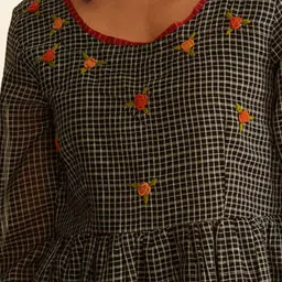 ANCESTRY Black Embroidered Fit & Flare Dress image 5