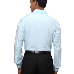Park Avenue Light Blue Slim Fit Self Design Cotton Shirt image 2