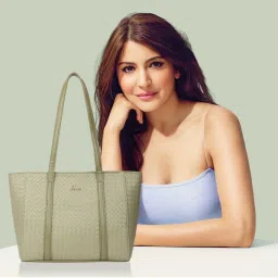 Lavie Botlo Green Synthetic Textured Tote Handbag image 1
