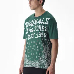 Jack & Jones Green Cotton Oversized Printed T-Shirt image 3