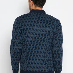 Duke Navy Blue Regular Fit Argyle Sweatshirt image 2