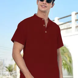 EdinWolf Men India Slim Fit Band Collar Solid Cotton Casual Shirt image 4