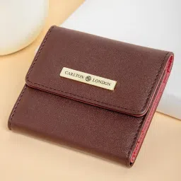 Carlton London Maroon Solid Tri-Fold Wallet for Women image 1