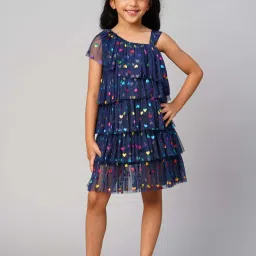 Lil Drama Kids Navy Printed Dress image 1