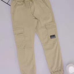 Pantaloons Junior Boys Beige Cotton Solid Track Bottoms & Joggers image 1