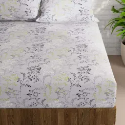 Bianca La-vogue Grey & Green Microfibre 152 TC Extra Smooth Double Size Bed Sheet with Pillow Cover image 2