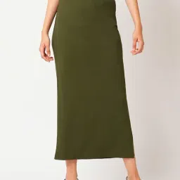 Globus Olive Self Design Midi Skirt-image-17