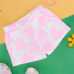 Pantaloons Junior Kids Pink & Grey Cotton Printed Shorts image 1