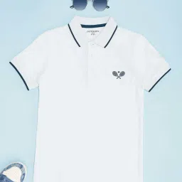 Pantaloons Junior Boys White Cotton Solid T-Shirts image 1