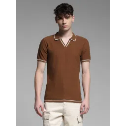 Jack & Jones Brown Cotton Regular Fit Polo T-Shirt image 1