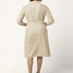 Annabelle by Pantaloons Beige Linen Striped Shirt Dress image 2