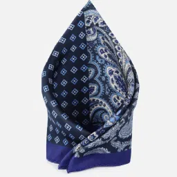 Peter England Navy Printed Pocket Square image 1