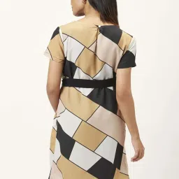 Annabelle by Pantaloons Beige & Black Printed Shift Dress image 2