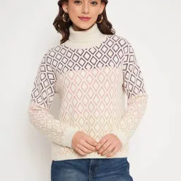 MADAME Beige Printed Sweater image 1