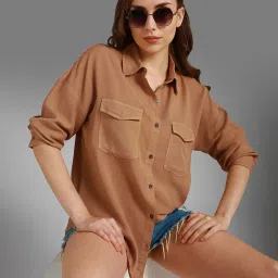 High Star Dark Beige Oversized Shirt image 1