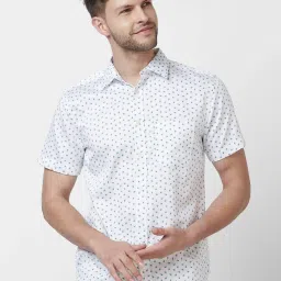 Giordano Green Cotton Slim Fit Printed Shirt image 1