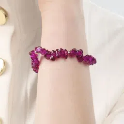 Accessorize London Women's Purple Raw Stone Stretch Bracelet image 2