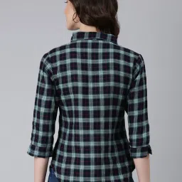 showoffff SHOWOFF Sea Green & Navy Checks Shirt image 2