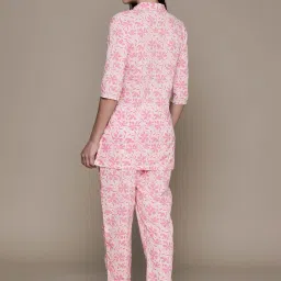 Anubhutee Pink Cotton Floral Print Shirt With Pyjamas image 2